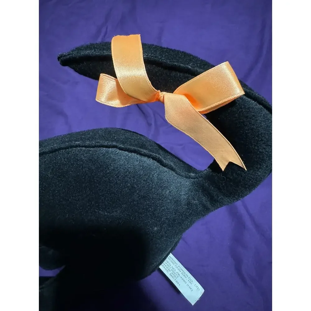 Vintage Halloween Black & Orange Cat Stuffed Animal Plush Holiday Decor
